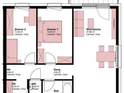 3 Zimmer · 76.24 m² · Berggasse 4 + 4a