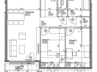 3 Zimmer · 76.06 m² · Wasserweg 2
