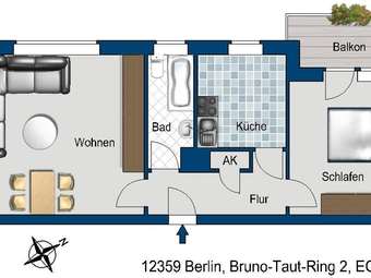 Attraktive 2-Zimmer-Wohnung in ruhiger Lage