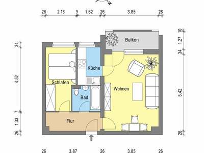 Ein tolles Wohngefühl: 1,5-Zimmer-Single-Wohnung