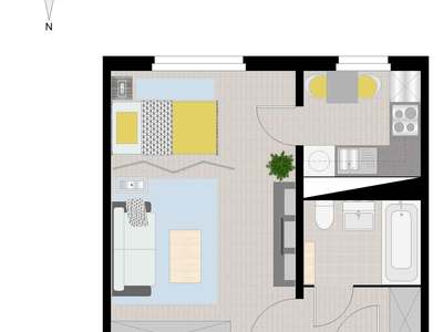 1,0-Zimmer Wohnung