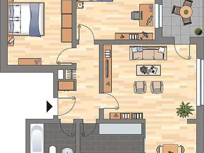 Bereits modernisierte 3-ZKB-Balkonwohnung mit Einbauküche im Hochhaus im Europaviertel zu vermieten